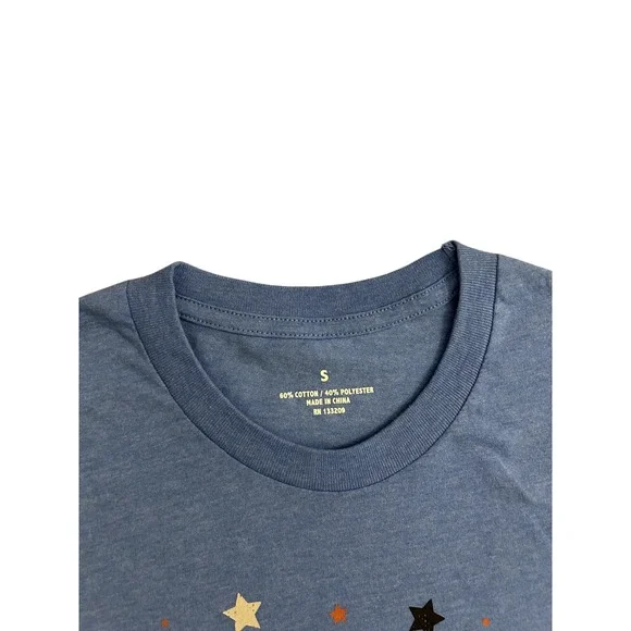 Bye Bye American Pie Graphic Tee Women S Blue USA Patriotic Shirt Cute NWT - Picture 4 of 7